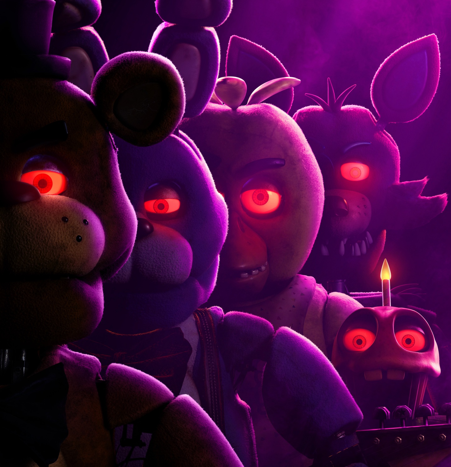 Freddy, Chica, Bonne, and Foxy in "Five Nights at Freddy's" Poster